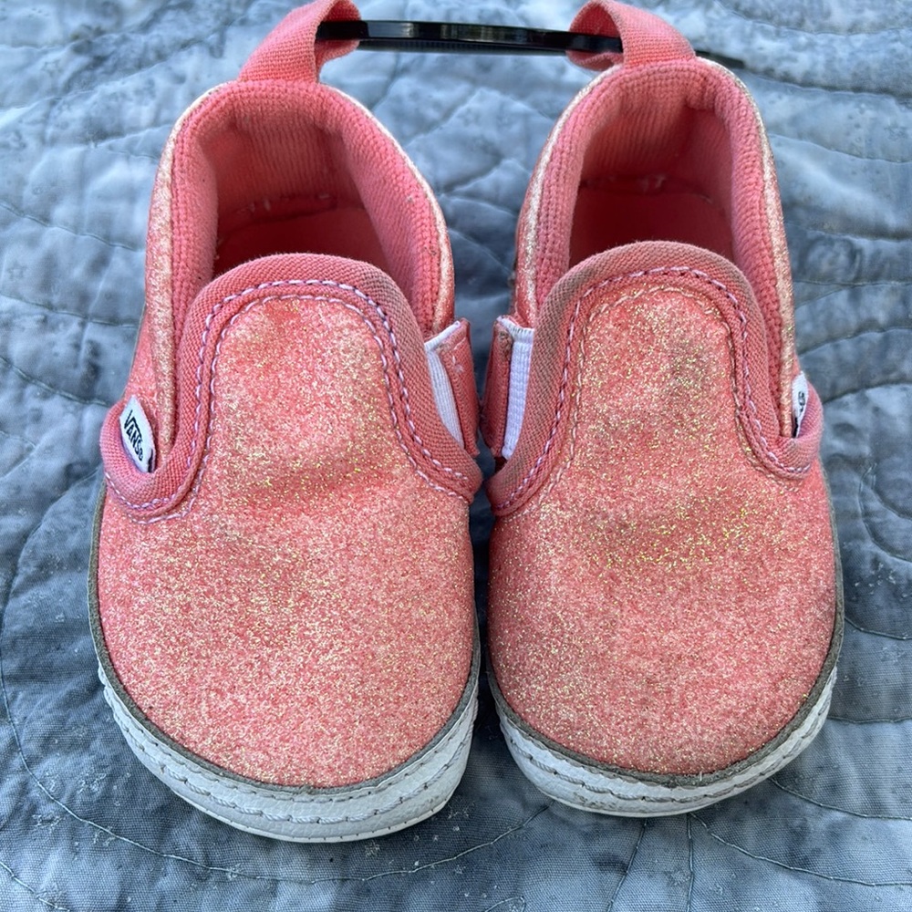 Vans Pink and Gold Glitter Sneakers Slip-On size 3